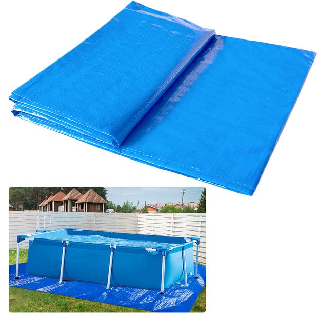 Photo 1 of Hlimior 14.6x8.33Ft Rectangular Frame Pool Ground Cloths,Swimming Pool Waterproof PE Swimming Pool Liner Pad for Protect Above Ground Pool Blanket for Frame Pools Accessories Prevents Punctures