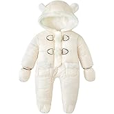 Simplee kids Baby Infant Boys Girls Snowsuit Winter Hooded Footed Warm Jumpsuit Outerwear with Gloves for 3-24 Months