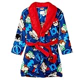 Komar Kids Justice League Boys Fleece Bathrobe (4T, Blue/Red)