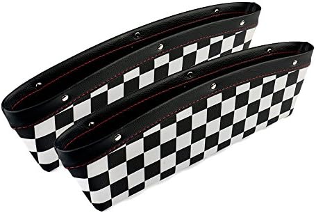 2pcs Black Checkered Checkerboard Pattern Car Seat Storage Box for Mini Cooper S Clubman Countryman R55 R56 R57 R60 R61 F55 F56