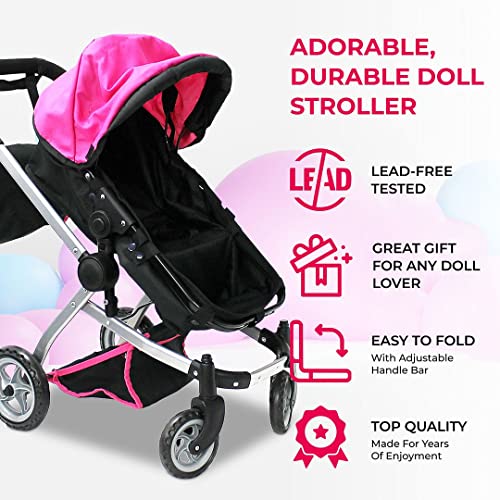 Mommy & Me Babyboo Doll Pram Foldable Doll Stroller with Basket