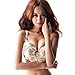 ETOSELL Womens Push Up Embroidered Flowers Bra and Panty Set Deep V Bra Lingerie Set