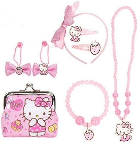 Hellokitty children and girls hair pin headdress set, baby hair jewelry, Princess Gift Box Necklace combination, cute Jewelry Set