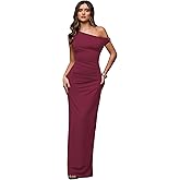 Verdusa Women's Off The Shoulder Wedding Guest Dress Asymmetrical Ruched Sleeveless Maxi Dresses