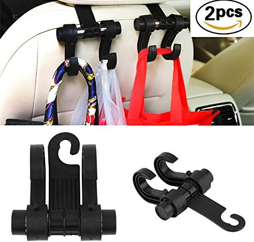 Follicomfy 2PCS Car Back Seat Truck Coat Hook Purse Bag Hanging Hanger Auto Organizer Holder Car-styling,Black