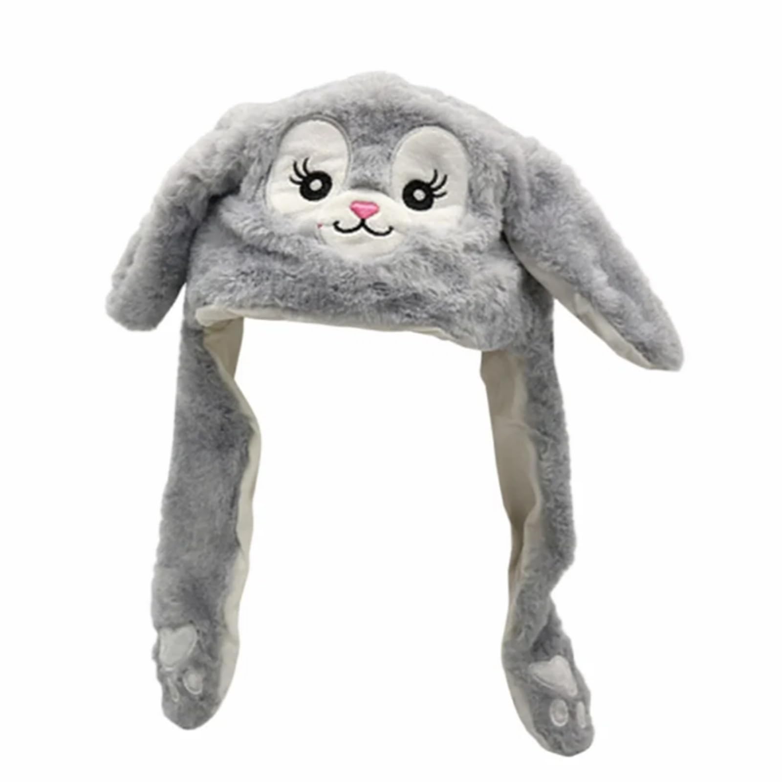 Ash Grey Plush Hat - Long Floppy Ears Cute Bunny Ear Hat Accessory - Character Headwear for Women Girls Costume Festivals Halloween Christmas Parties & Cosplay Playtime (Ash Grey)