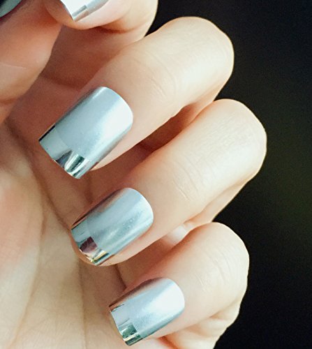 Fake Nails False Nail Design Pretty Nail Designs Matte White with Silver Fake Nails