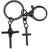 MUCOOS Double Cross Keychains Inspirational Keychain with Cross Charm Bible Verse Keychains Sunday Accessories Christians