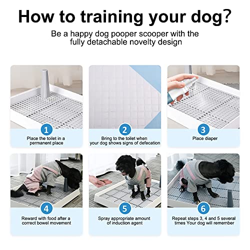 Dog Toilet Tray Pet Potty Training Pad Indoor Puppy Pee Toilet Restroom with Simulation Pillar Post Holder, No-Leak Washable Odourless Small Medium Dog Urine Mat Cat Rabbit Portable Mesh Potty Trainer