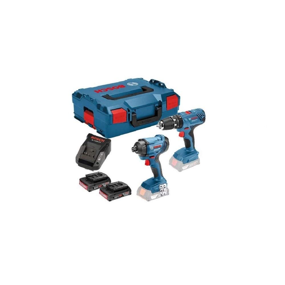 Bosch Professional 18V System Cordless Combo Kit: Combi Drill GSB 18V-21 + Impact Driver GDR 18V-160 (incl. 2x 2.0Ah GBA 18V batteries, AL 1820 CV charger, L-BOXX 136)
