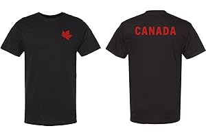 Kids Unisex Canada T-Shirt, Custom Handmade Double-Sided Youth Maple Leaf Shirt D (XL, Black)