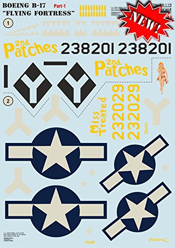DECAL FOR AIRPLANE BOEING B-17 FLYING FORTRESS, PART 1 1/48 PRINT SCALE 48-115