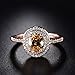 GULICX Jewelry Rose-Gold Base CZ Oval Rhinestone Royal Sparkles Ring for Women