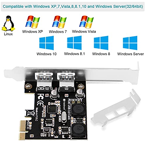 FebSmart 7-Ports Superspeed 5Gbps PCIE USB 3.0 Expansion Card For Windows 11 10 8 X 7 Vista Xp Desktop Pcs Built In Febsmart Self Powered Technology No Need Additional Power Supply Fs U7 Pro