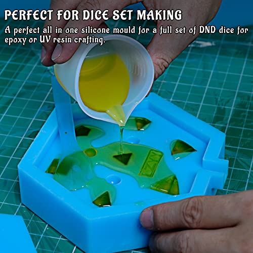 DND Dice Mold Silicone 7 Standard Polyhedral Sharp Edge Dice Slab Mould