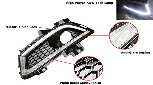 iJDMTOY LED DRL/Halogen Fog Light Kit For Ford 2013-2016 Fusion
