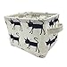 Mziart Small Foldable Canvas Storage Basket with Handles, Cotton Linen Storage Bin Organizer for Nursery Kids Shelves & Desks (Blue Cat)