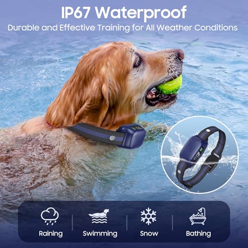 Dog Bark Collar for Large Medium Dogs,Automatic Barking Collar with 3 Training Mode,Rechargeable Anti Bark Collar with 8 Adjustable Sensitivity & 3 Effective Training Modes Sapphire Blue