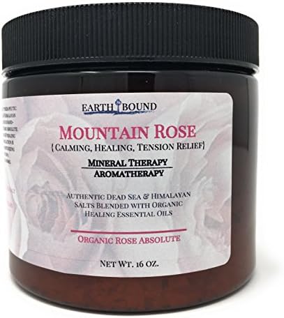 “MOUNTAIN ROSE” / 100% Pure Authentic Dead Sea & Himalayan Spa Quality Bath Salts / Calming, Healing, Tension Relief / Over 21 Healing Minerals / Organic Essential Oils of Rose Absolute - 16 oz