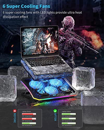 Uncaged Ergonomics Adjustable Laptop Stand With Cooling Fans, USB Ports - Black, Ergonomic Lap Desk For Bed Or Couch, 18x11in Premium Aluminum Panel WECB At