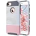 ULAK iPhone 7 Case, Colorful Series Slim Hybrid Scratch Resistant Hard Back Cover Shock Absorbent TPU Bumper Case for Apple iPhone 7 4.7 inch - Rose Gold Stripes/Grey