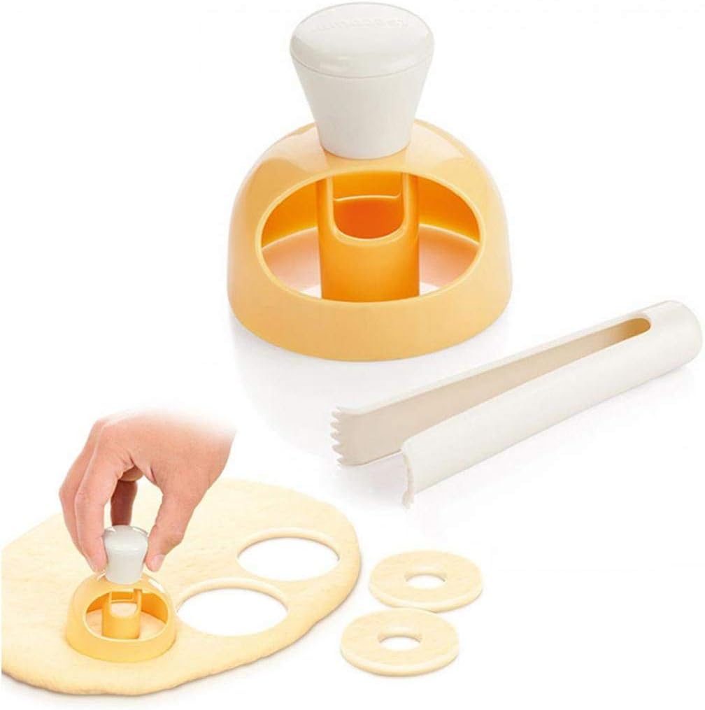 Lankater Plastic Donut Cake Mould Diy Fried Doughnut Cutter with Plier Biscuit Stamp Moulds Kitchen Baking Tool 1 Set