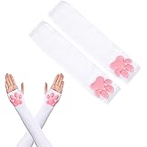 Lusofie Women's Cute Therian Cat Paws Gloves - 3D Cat Claw Paws Pad Sleeve - Halloween Party Cosplay Kawaii