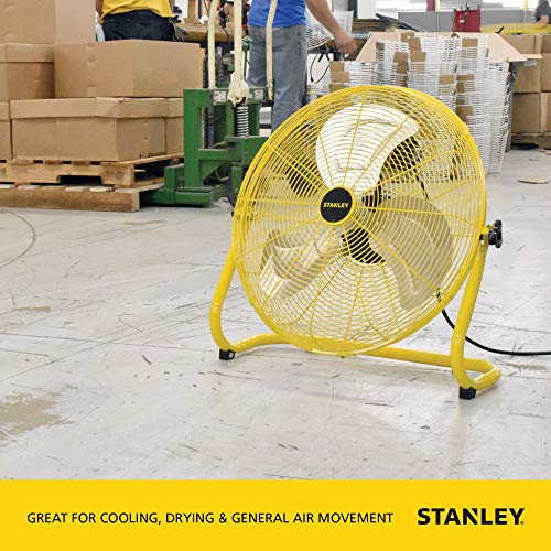 Stanley 18 Inch Industrial High Velocity Floor Fan Direct Drive AllMetal Construction, 3 Speed