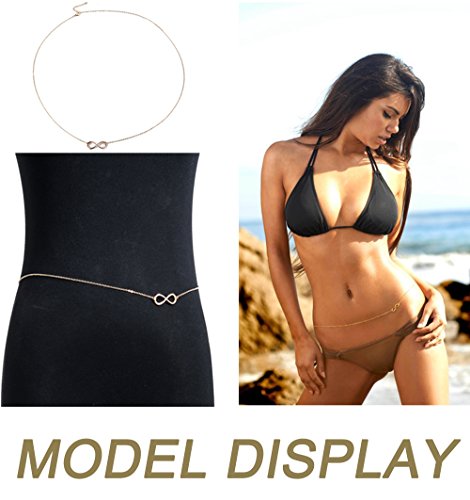 Masedy 4Pcs Waist Belt Belly Chains for Women Sexy Body Chain Bikini Beach Jewelry Set A
