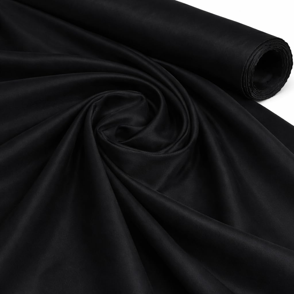 Midland Textiles Black 1 Meter Pack 100% Cotton Fabric by The Metre 58 Inches Wide Plain 60 Square - Ideal for Quilting, Sewing, Dressmaking, Curtain Linings, Totes, Bedding, Pillowcases