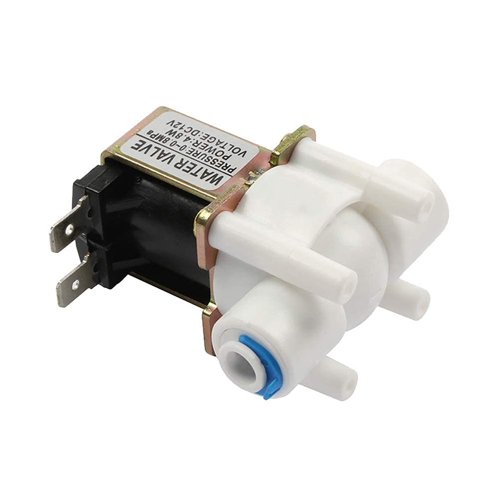 ANCLLO 12V 0.25inch Inlet Water Solenoid Valve Normally Closed for RO Reverse Osmosis Pure System - DC 12V 1/4" Inlet Feed Water Solenoid Valve Quick Connect N/C Normally Closed no Water Pressure