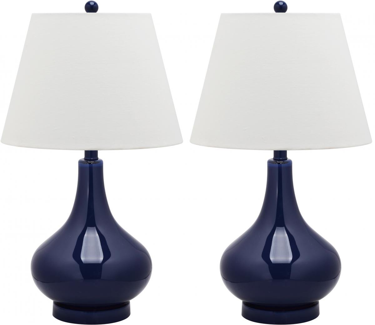 Safavieh Lighting Collection Amy Gourd Glass Table Lamp, Navy Blue, Set