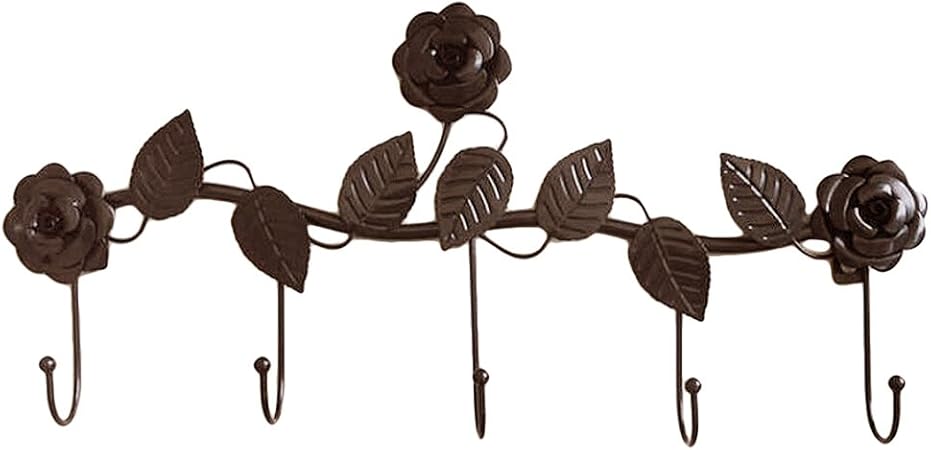 Coat Hook Wall Mounted Rose Metal Hanger Leaf Storage Rack Clothes