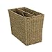Household Essentials Wicker Magazine Rack, Handwoven Seagrass, Strong Metal Wire Frame, Built-In Handle and Divider, Lightweight, Contemporary, Great for Puzzle Books, Mail and More, Natural