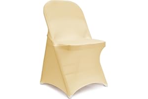 LEBENGURU Spandex Folding Chair Covers 12PCS Upgraded Stretch Elastic Chair Cover Protector for Wedding, Holidays, Banquet, Party, Celebration (Champagne)