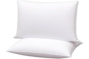 Gooeb Flat Ultra Thin Bed Pillows King Size Pillow Set of 2 Extra Soft Down Alternative for Stomach Back Sleeper White 20x36i