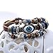 yueton Multilayer Leather Beaded Punk Charms Hand Chain Boho Bracelet Retro Cuff Style Chain Bangle Wristband