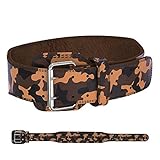 ProFitness Genuine Leather Tapered Workout Belt (4 Inches Wide) - Proper Weightlifting Form - Lower Back and Lumbar Support for CrossFit Exercises, Powerlifting Workouts (Medium, Camo)