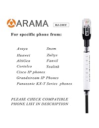 Arama con micrófono, RJ teléfono auriculares con cancelación de ruido y manos libres con micrófono para Avaya Cisco Yealink SNOM Grandstream Panasonic Huawei Zultys teléfonos IP (rj 200y)