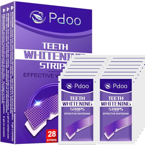Purple Teeth Whitening Strips 28 Count - 14 Days Treatment Whitener Strips with Non Slip & Enamel Safe & Non Sensitive, Teeth Whitening Kit for Coffee, Wine Stains Removal Fastly (28 Strips - Purple)
