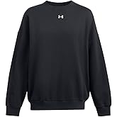 Under Armour Women Rival Fleece Oversized Crew, (001) Black / / White, X-Large
