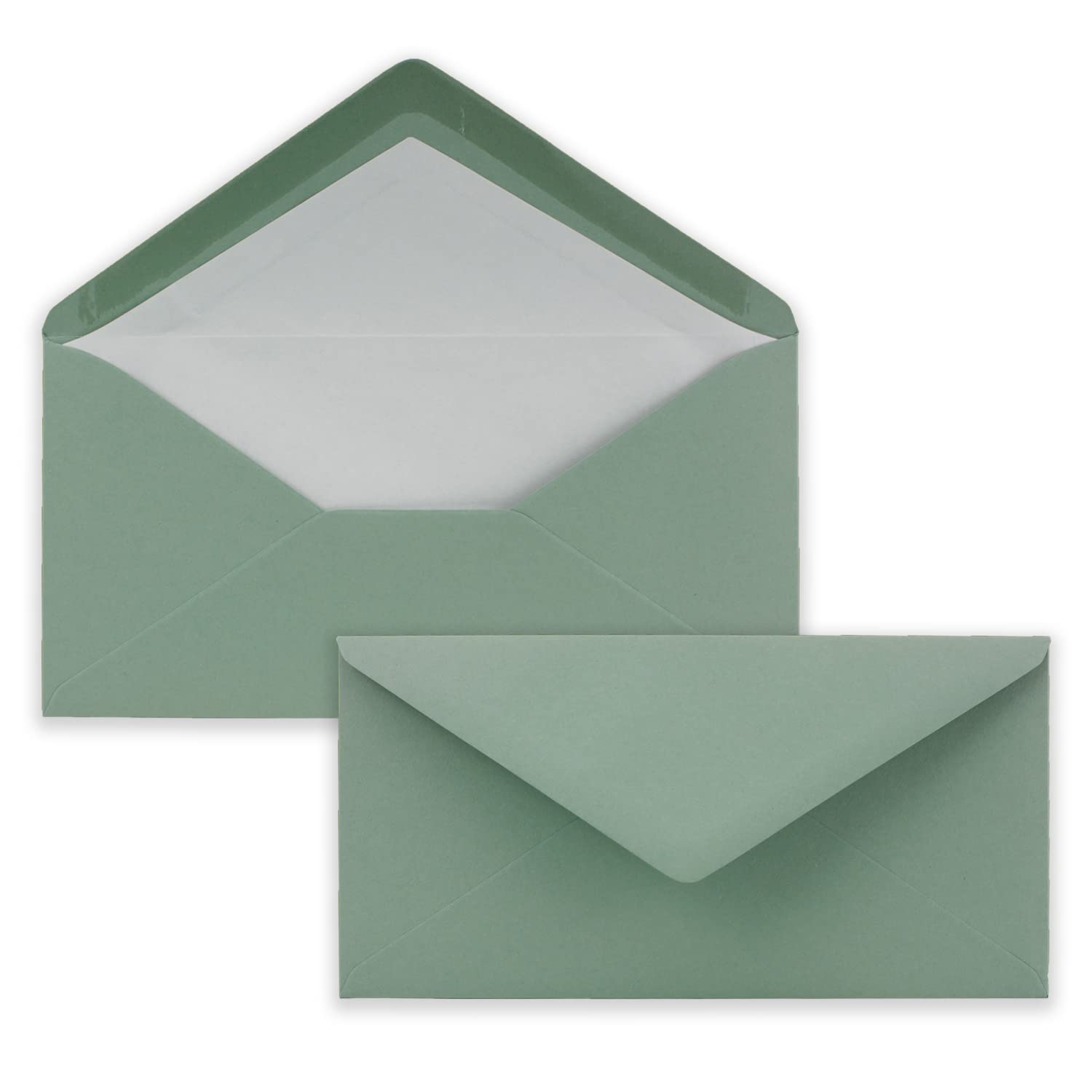 50 x DIN Long Envelopes Eucalyptus with White Silk Lining 11 x 22 cm 110 g/m² Ideal for Invitations, Christmas Cards, Greeting Cards from The Farbenfroh Series
