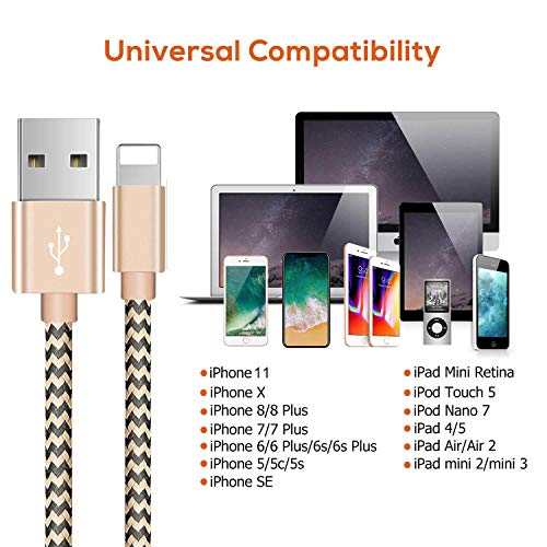 iPhone Charger Cable，iPhone Cable 3 Pack 1.5M, Nylon Braided iPhone Charger Extra-Strong iPhone Lead Fast Charging Cable Compatible iPhone 11Pro/11/X/Xs/Xr/SE/8/8Plus/7/7Plus/6/6Plus/5 iPad & More