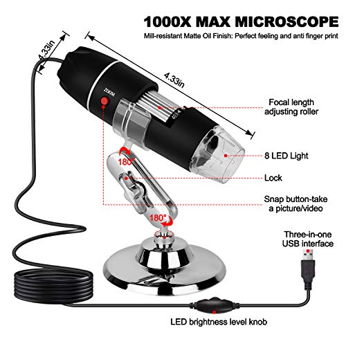 5 Microscope+Magnification+Endoscope+Compatible+Students