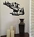 Deer and Lodge in Woodlands Metal Wall Art By Cabin Ironworks - Rustic Mountain Country Home Decor- Silhouette Depiction of a Pine Tree Forest, Clouds, Sun, and a Pair of Majestic Bucks.
