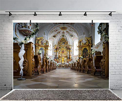 LFEEY 5x3ft European Cathedral Backdrop Vinyl Photography Background Famous Church Wedding Ceremony Backdrop Shooting Religious Belief Activity Background Photo Studio