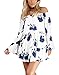 Ouduokiya Women Sexy Flower Print Long Sleeve Off Shoulder Short Dress