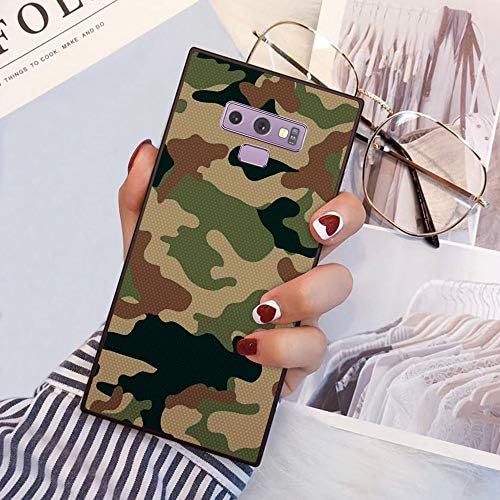 KangCong Samsung Galaxy Note 9 Case Camo Pattern Shockproof Black TPU Slim Silicone Square Design Phone Case for Samsung Galaxy Note 9
