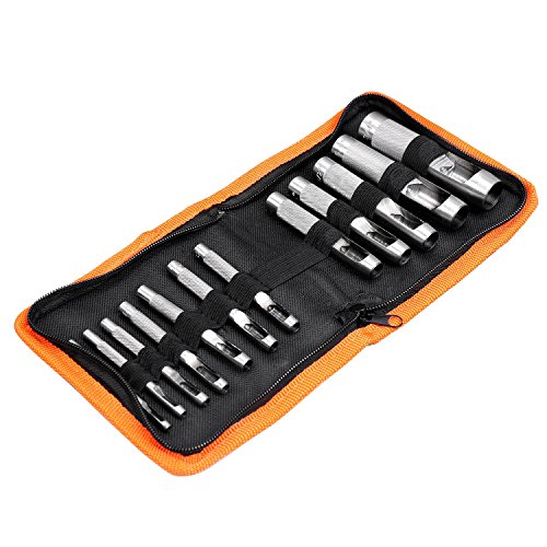 HORUSDY Heavy-Duty 12-Piece Hollow Punch Set with Holder for Punch Precise Holes in Leather or Plastic - Thumbnail 6