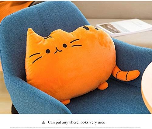Plush Doll Cat Back Cushion Lumbar Decorative Throw Pillow Smiley Face Seat Cushion Stuffed Kids Room Decoration (Orange)